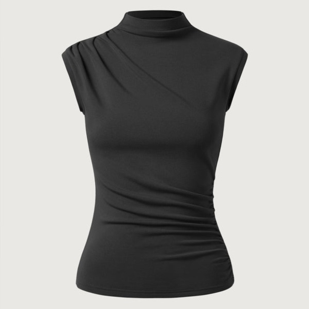 ProWarm
Asymmetrical Ruching Mockneck Tank Top Black XL